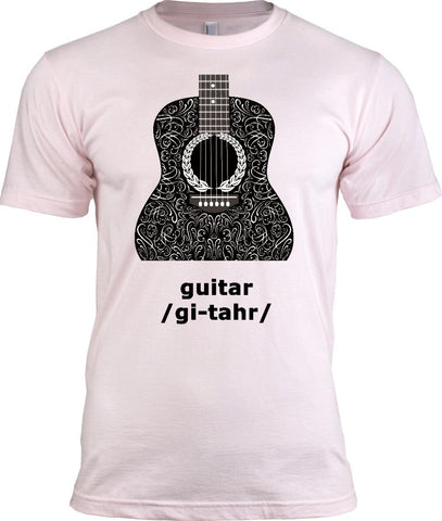 Acoustic Guitar T-Shirt, 100% Cotton Adult Tshirt - 2cooldesigns