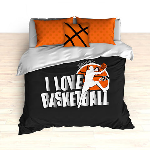 Personalized Basketball Bedding, I Love Basketball Dots, Custom Duvet or Comforter Sets - 2cooldesigns