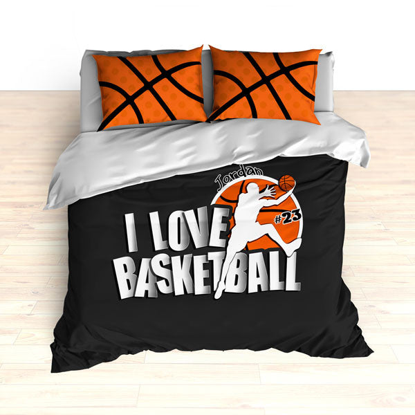 Personalized Basketball Bedding, I Love Basketball, Custom Basketball Duvet or Comforter Sets - 2cooldesigns