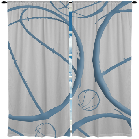 Basketball Theme Window Curtain or Valance, Personalized - 2cooldesigns