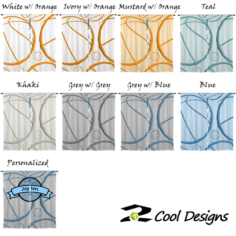 Basketball Theme Window Curtain or Valance, Personalized - 2cooldesigns