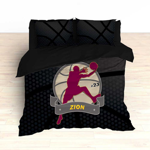 Basketball Bedding Black and Maroon - 2cooldesigns
