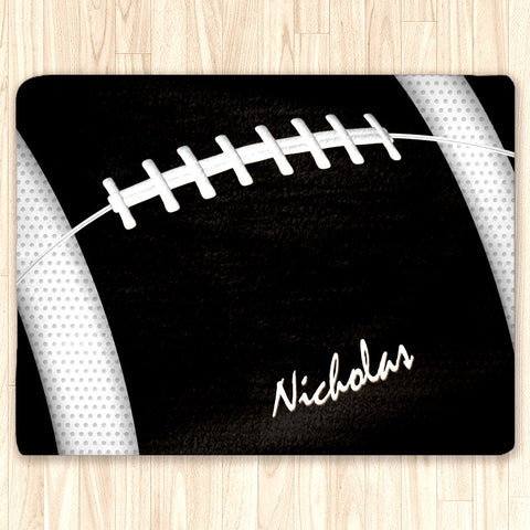Custom Football Area Rug, Personalized, Team Colors, black and white - 2cooldesigns