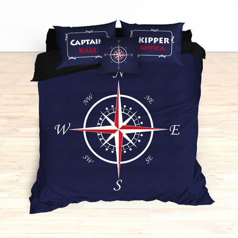 Nautical Compass Bedding, Duvet or Comforter, Personalized - 2cooldesigns