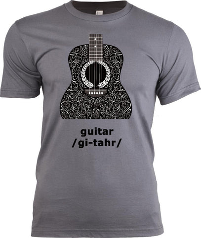 Acoustic Guitar T-Shirt, 100% Cotton Adult Tshirt - 2cooldesigns