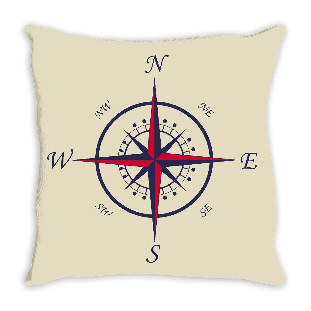 Nautical Compass Throw Pillow Khaki - 2cooldesigns