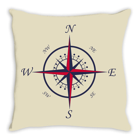 Nautical Compass Throw Pillow Khaki - 2cooldesigns