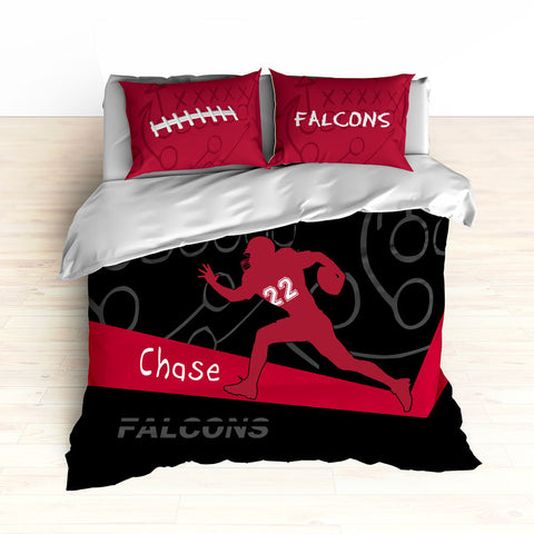 Falcons Bedding, Personalized Football Bedding, Black and Red Football Bedding - 2cooldesigns