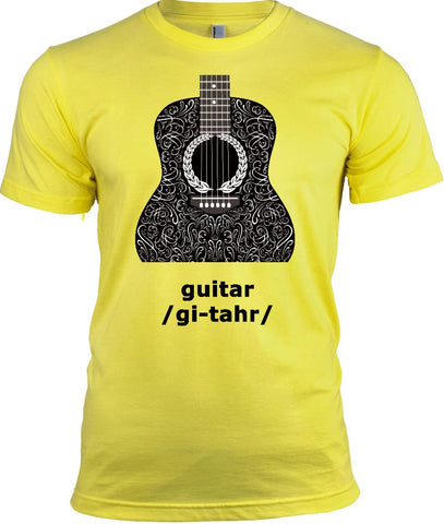 Acoustic Guitar T-Shirt, 100% Cotton Adult Tshirt - 2cooldesigns