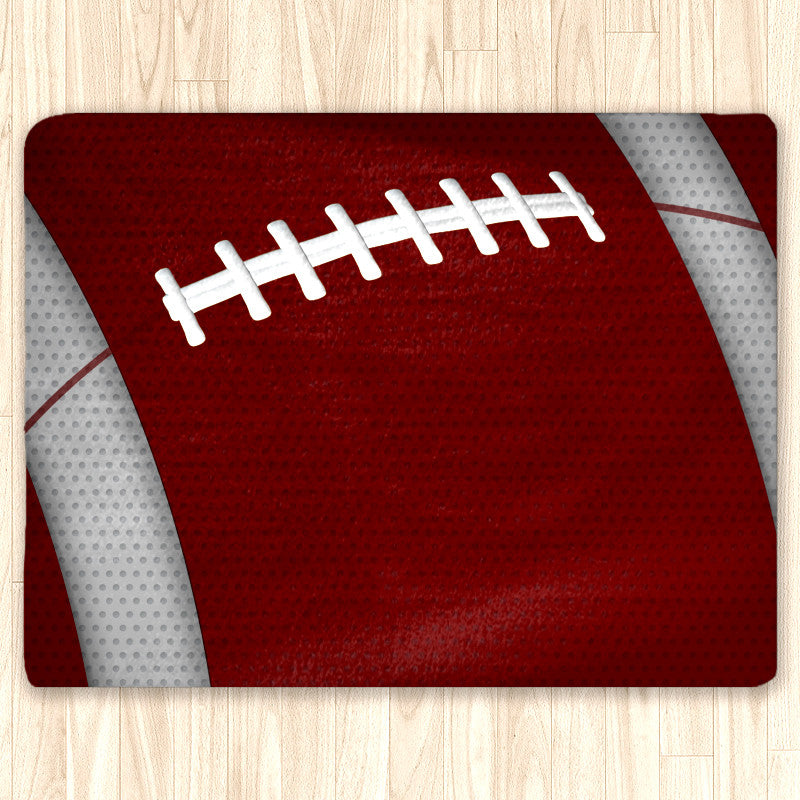 Custom Football Area Rug, Personalized, Team Colors, Crimson and White - 2cooldesigns