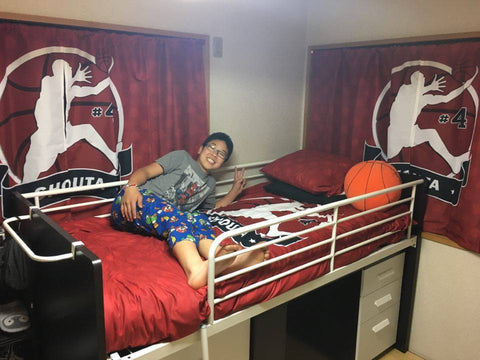 Personalized Basketball Bedding, Red Basketball Dots, Custom Duvet or Comforter - 2cooldesigns