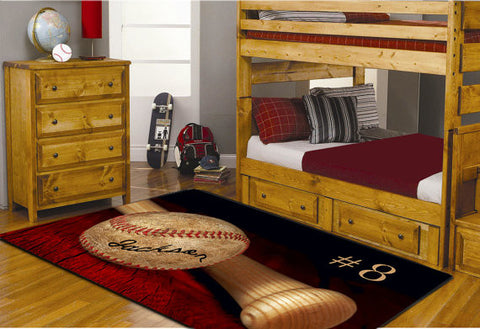 Custom Baseball Fuzzy Area Rug, Personalized, Orange - 2cooldesigns