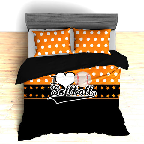 I Love Softball Theme Bedding, Duvet or Comforter Sets - 2cooldesigns