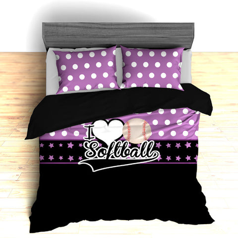 I Love Softball Theme Bedding, Duvet or Comforter Sets - 2cooldesigns