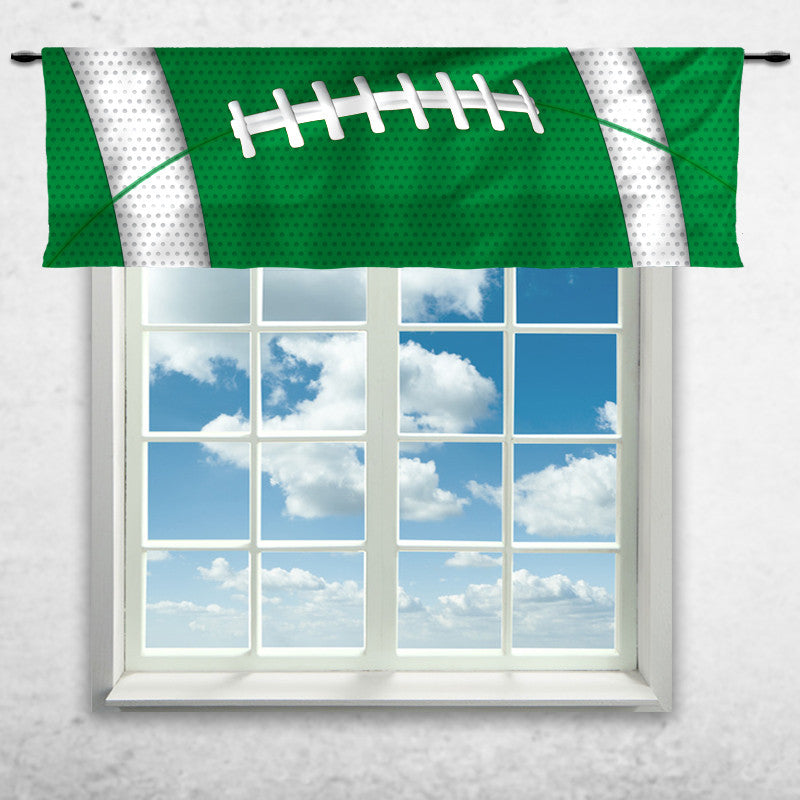 Football Team Colors Window Curtain or Valance, Green and White - 2cooldesigns