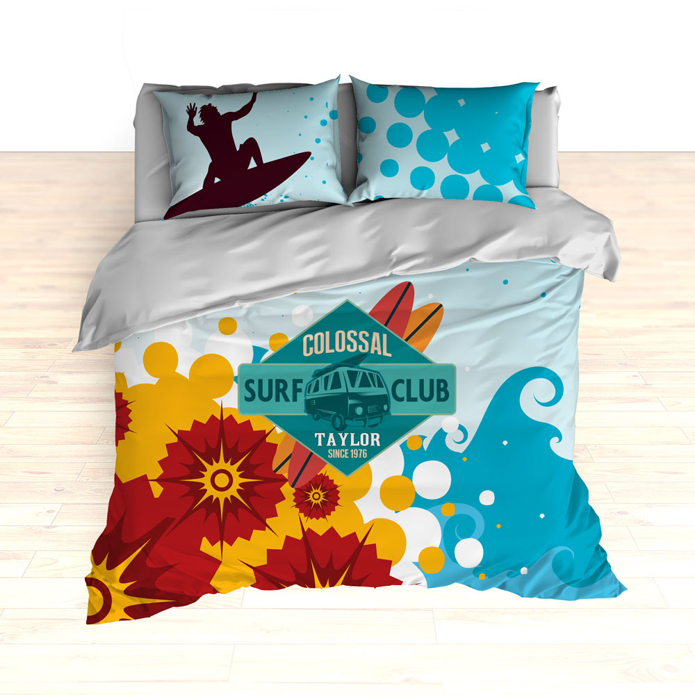 Personalized Surf Bedding, Colossal Wave Surfing, Duvet or Comforter Set - 2cooldesigns