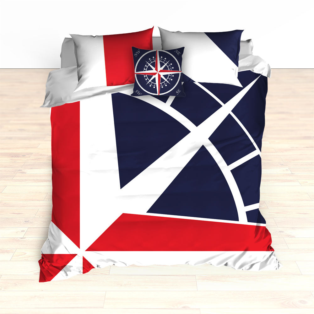 Nautical Compass Bedding, Duvet or Comforter Set - 2cooldesigns