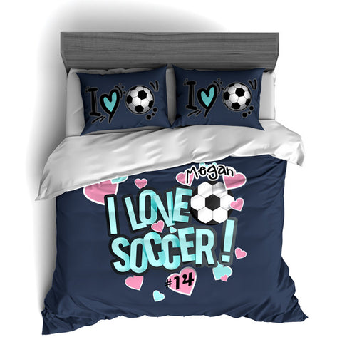 I Love Soccer Theme Bedding, Duvet or Comforter Sets - 2cooldesigns