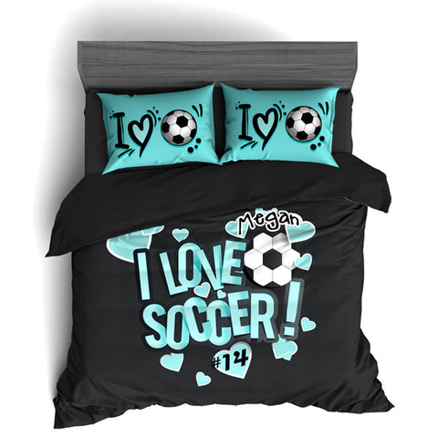 I Love Soccer Theme Bedding, Duvet or Comforter Sets - 2cooldesigns