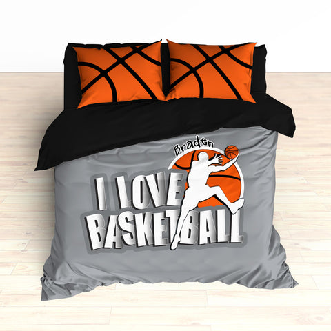 Personalized Basketball Bedding, Grey, Custom - 2cooldesigns