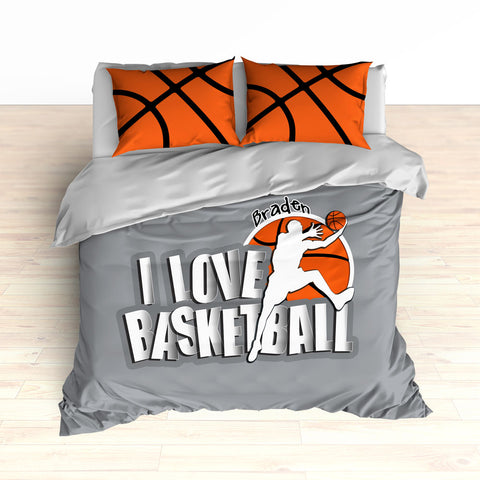 Personalized Basketball Bedding, Grey, Custom - 2cooldesigns