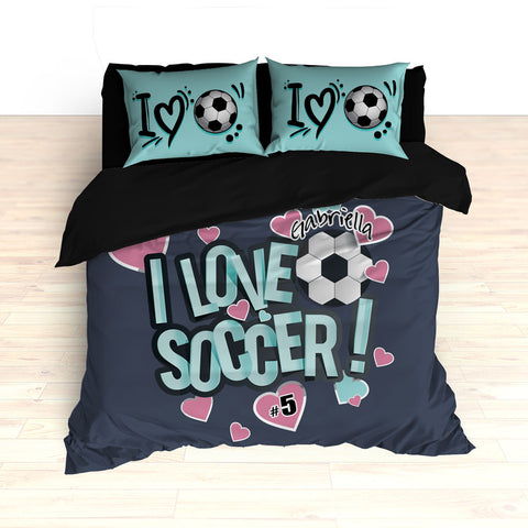 I Love Soccer Theme Bedding, Duvet or Comforter Sets - 2cooldesigns