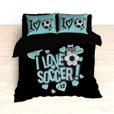 I Love Soccer Theme Bedding, Duvet or Comforter Sets - 2cooldesigns