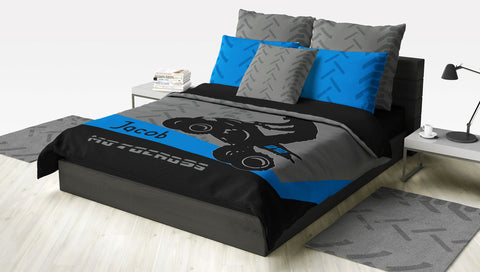 ATV Dirt Bike Quad Motocross Bedding Blue - 2cooldesigns