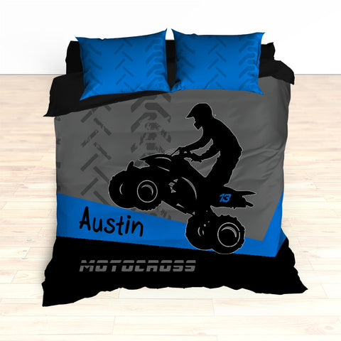 ATV Dirt Bike Quad Motocross Bedding Blue - 2cooldesigns