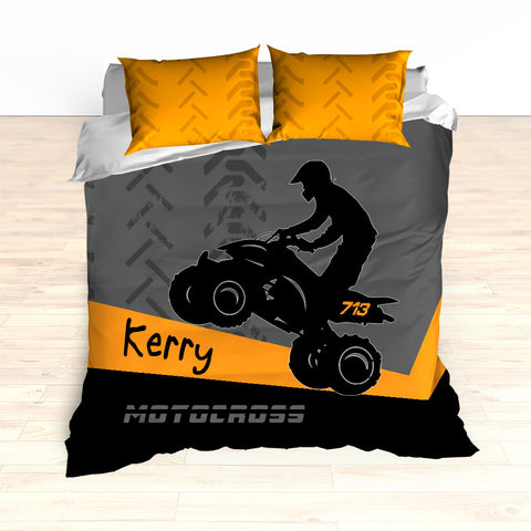 ATV Dirt Bike Quad Motocross Bedding Orange - 2cooldesigns