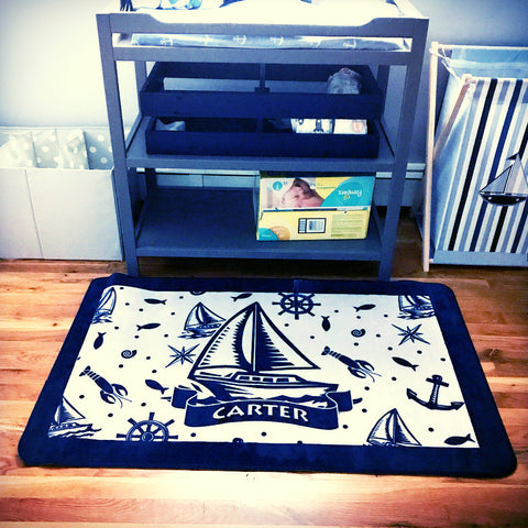 Nautical Sail Boat Area Rug, Personalized Nautical Area Rugs and Mats - 2cooldesigns