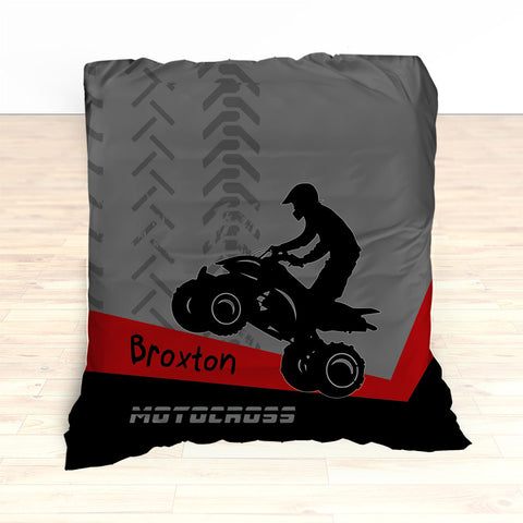 Quad Dirt Bike ATV Motocross Bedding, Red, Black, Personalized - 2cooldesigns