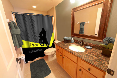 Motocross Shower Curtain, Motorcycle Bathroom Decor - 2cooldesigns