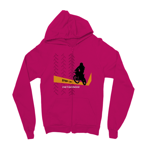 Motocross Orange and Black Kids Zip Hoodie - 2cooldesigns