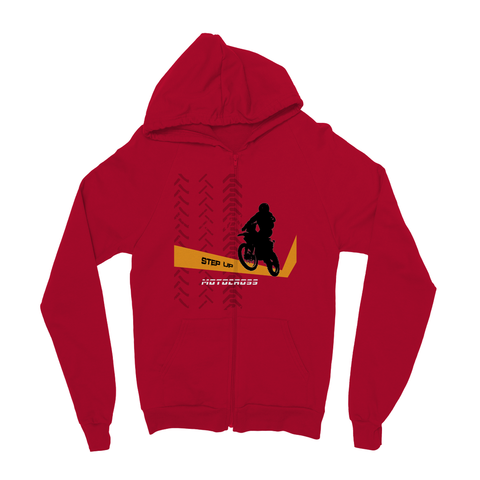 Motocross Orange and Black Kids Zip Hoodie - 2cooldesigns