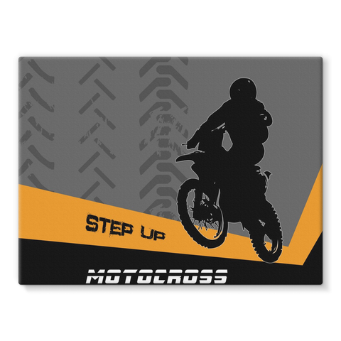 Motocross Orange and Black Stretched Canvas - 2cooldesigns