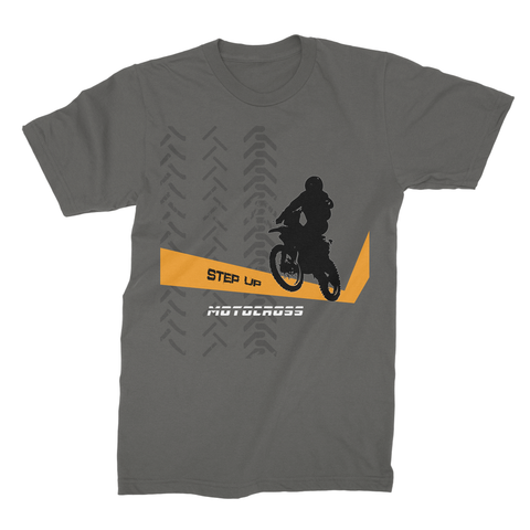 Motocross Orange and Black Unisex Fine Jersey T-Shirt - 2cooldesigns
