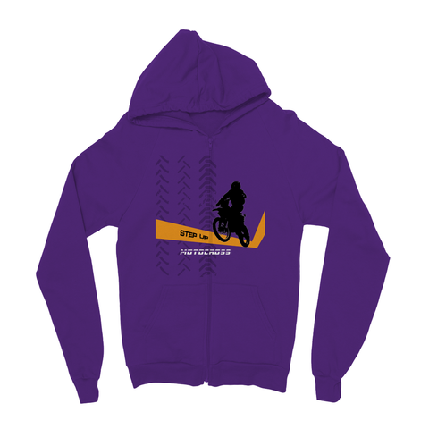 Motocross Orange and Black Kids Zip Hoodie - 2cooldesigns