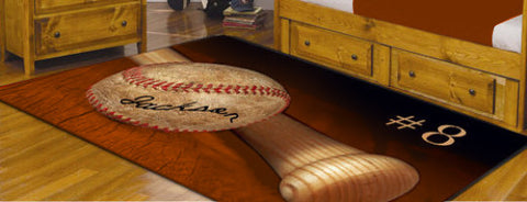 Custom Baseball Fuzzy Area Rug, Personalized, Orange - 2cooldesigns