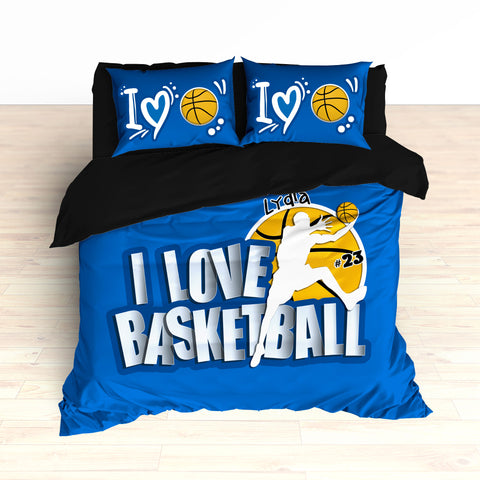 Custom Basketball Bedding, Personalized, I Love Basketball, Basketball Duvet or Comforter - 2cooldesigns