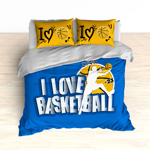 Custom Basketball Bedding, Personalized, I Love Basketball, Basketball Duvet or Comforter - 2cooldesigns