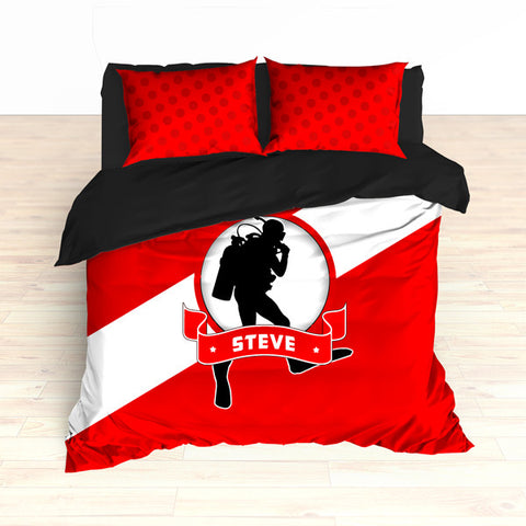 Personalized Scuba Diving Bedding Set, Custom Duvet or Comforter Sets for Scuba Themed Bedroom - 2cooldesigns