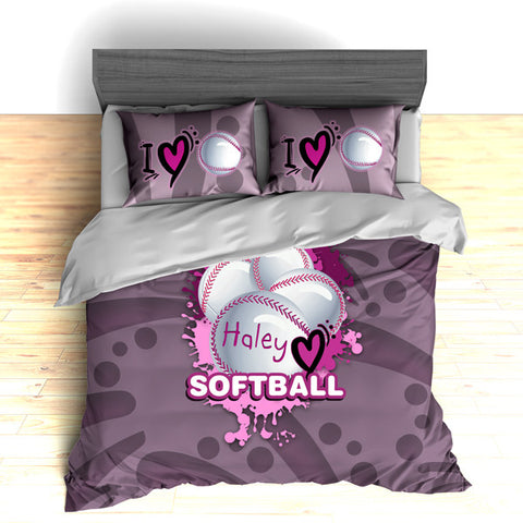 Softball Bedding, Duvet or Comforter Sets, Softball Design - 2cooldesigns