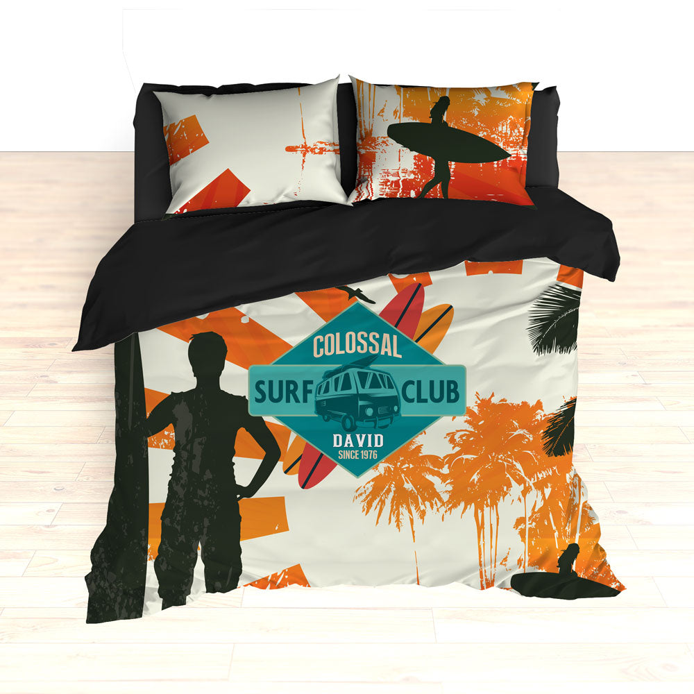 Personalized Surfing Bedding, Retro Surfer, Duvet or Comforter Set - 2cooldesigns