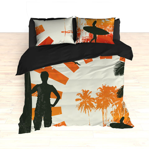 Personalized Surfing Bedding, Retro Surfer, Duvet or Comforter Set - 2cooldesigns