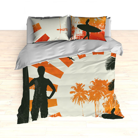 Personalized Surfing Bedding, Retro Surfer, Duvet or Comforter Set - 2cooldesigns