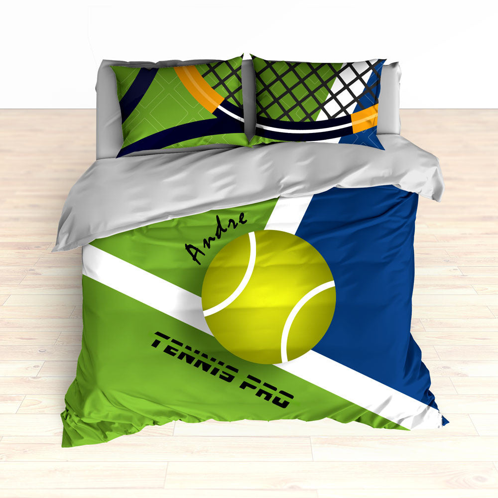 Tennis Bedding, Tennis Comforter, Tennis Duvet, Green, Blue, Personalized Kids bedding - 2cooldesigns