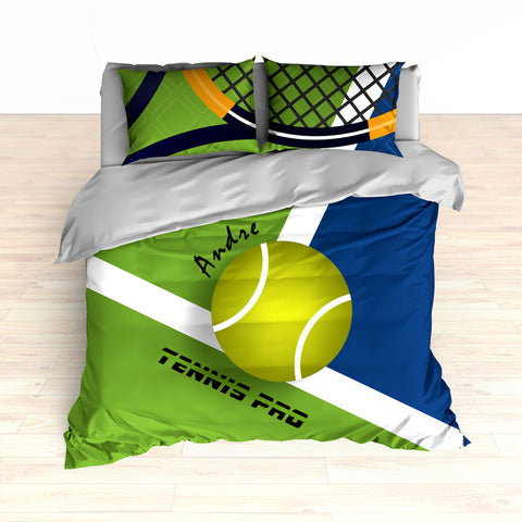 Tennis Bedding, Tennis Comforter, Tennis Duvet, Green, Blue, Personalized Kids bedding - 2cooldesigns