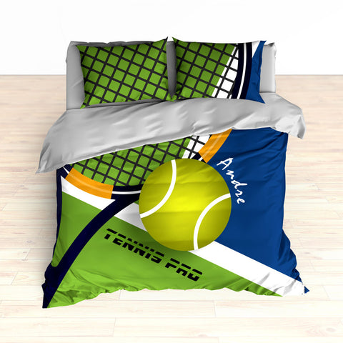 Tennis Bedding, Tennis Comforter, Tennis Duvet, Green, Blue, Personalized Kids bedding - 2cooldesigns