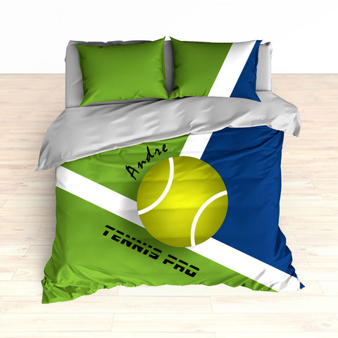 Tennis Bedding, Tennis Comforter, Tennis Duvet, Green, Blue, Personalized Kids bedding - 2cooldesigns
